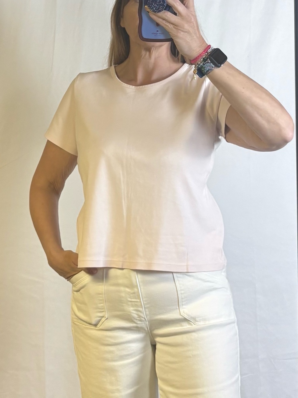 L.L. Bean Short-Sleeve Crewneck Tee in Pale Pink